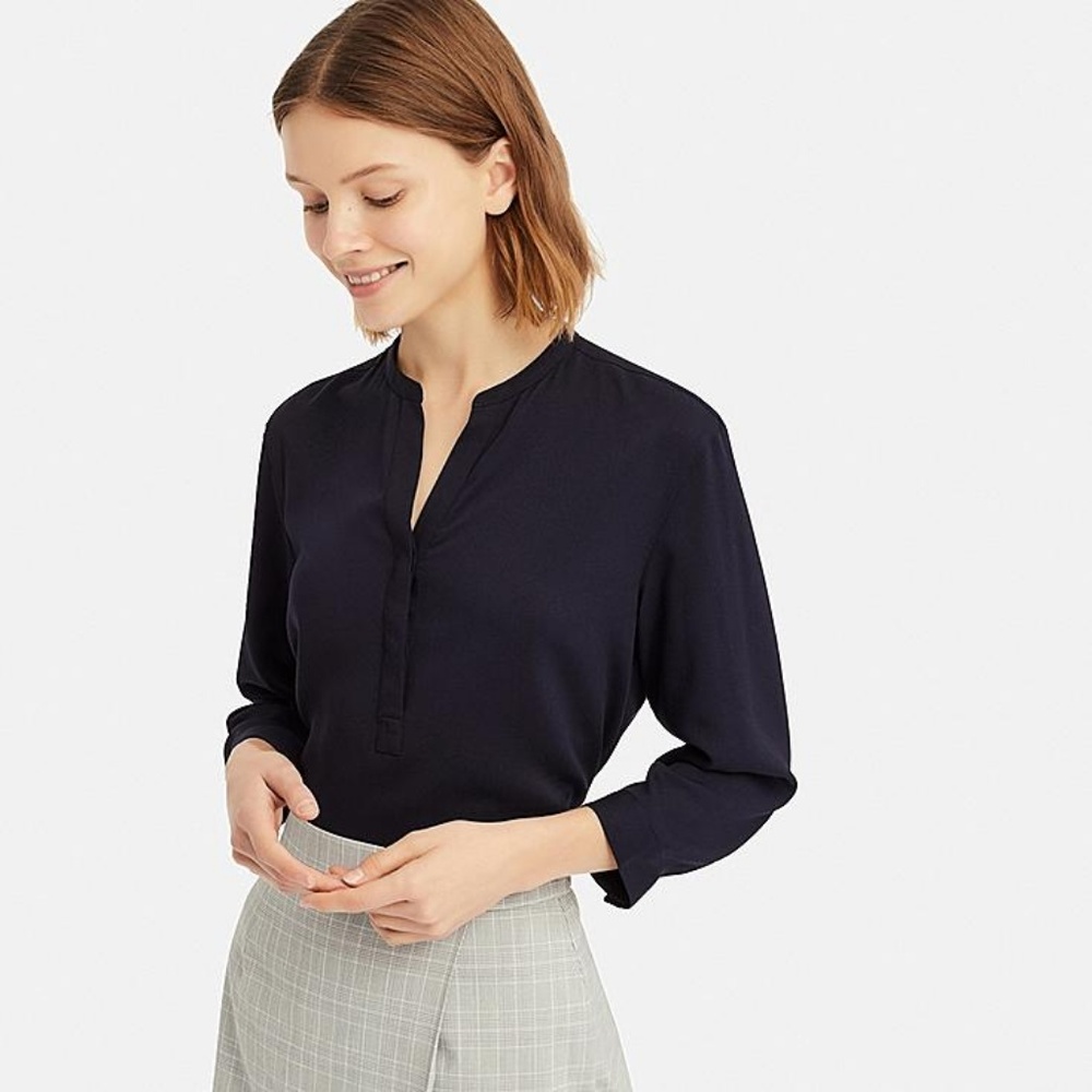 Navy Blue Rayon Blouse